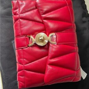 Versace kleio brand new Red Quilted Leather Shoulder Bag with Gold Accent